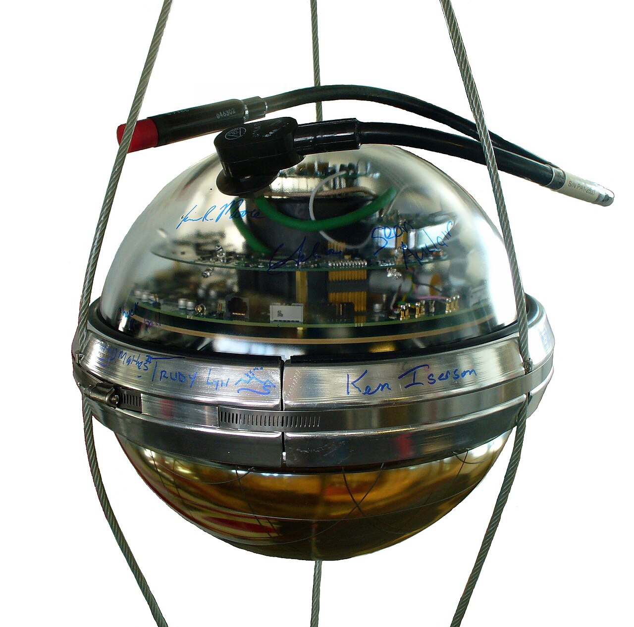 An IceCube light sensor, called a digital optical module, at the drill camp on 13 December 2009. The original image has a cleaned background. Resized for this gallery.